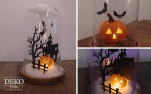DIY Halloween Spukhaus unter einer Glasglocke Deko-Kitchen