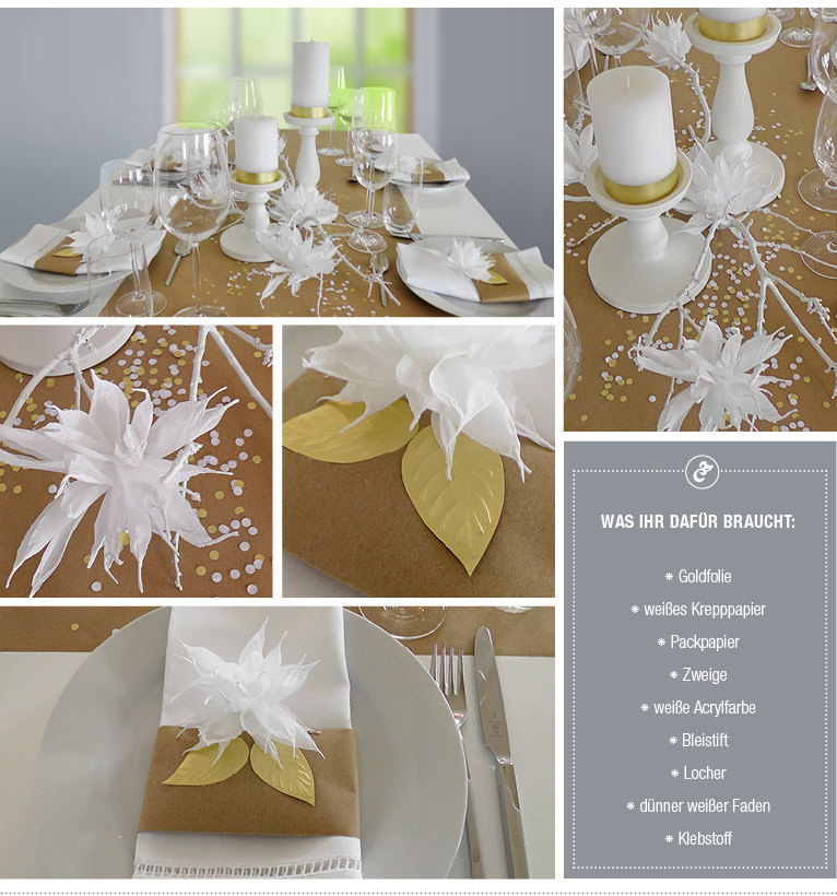 DIY Hochzeitsdeko in weiß & gold selber machen Deko-Kitchen