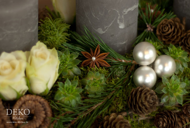 Weihnachtsdeko basteln Adventskranz im Naturlook Deko-Kitchen