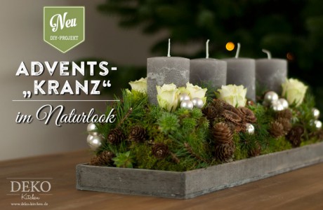 Weihnachtsdeko basteln Adventskranz im Naturlook Deko-Kitchen