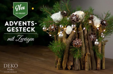 DIY: Weihnachtsdeko basteln - Adventsgesteck mit Zweigen Deko-Kitchen