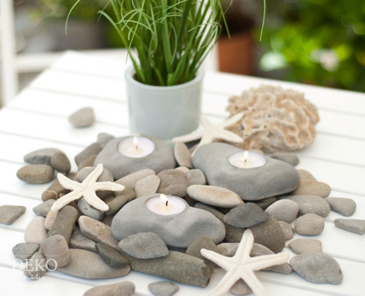 DIY: coole Teelichthalter in Stein-Optik aus Knetbeton Deko-Kitchen