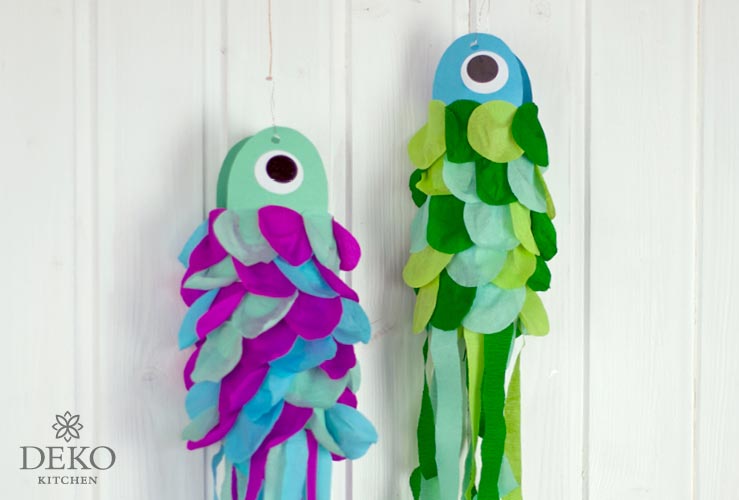 DIY: hübsche Fisch-Anhänger aus Krepppapier