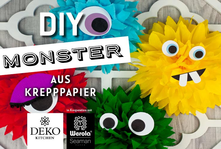 DIY: lustige Monster aus Krepppapier