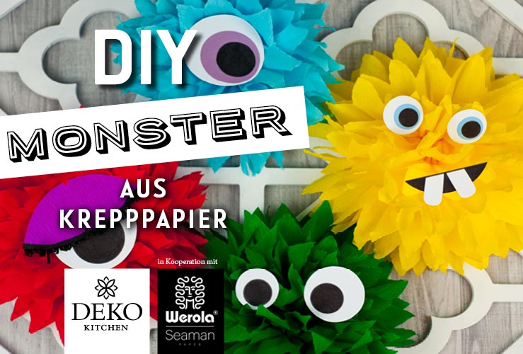 DIY: lustige Monster aus Krepppapier