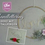 Handlettering-Deko mit Metallringen und Zweigen Deko-Kitchen