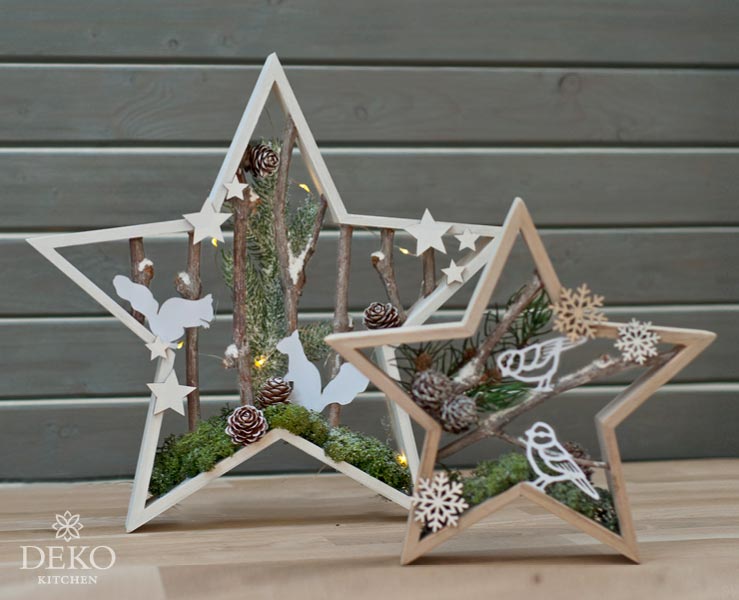 DIY: hübsche Weihnachtsdeko mit Winterszenen in Sternrahmen Deko-Kitchen
