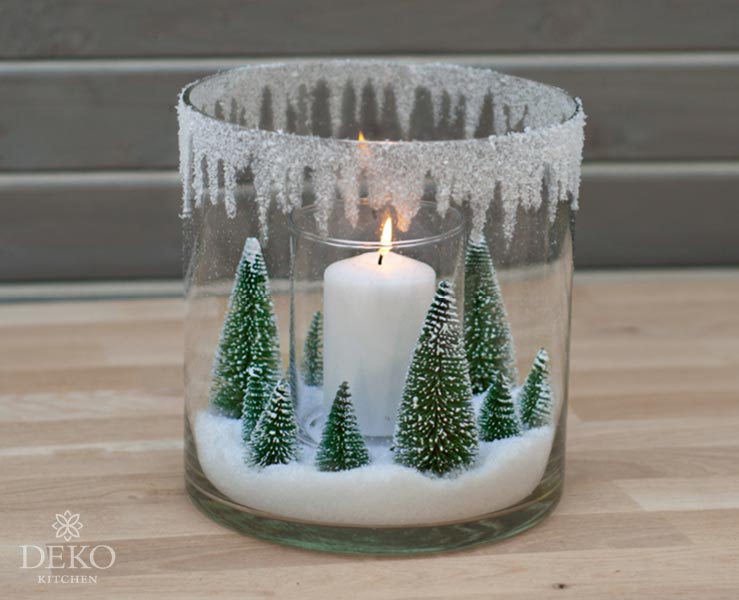 DIY: weihnachtliche Windlichter mit Schneelandschaft Deko-Kitchen