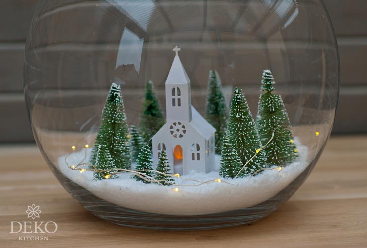 DIY: weihnachtliche Windlichter mit Schneelandschaft Deko-Kitchen