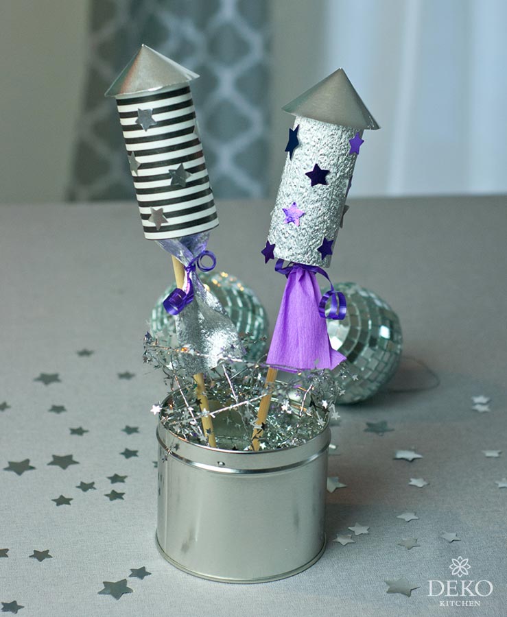 DIY: lustige Silvesterdeko mit Raketen aus Papprollen