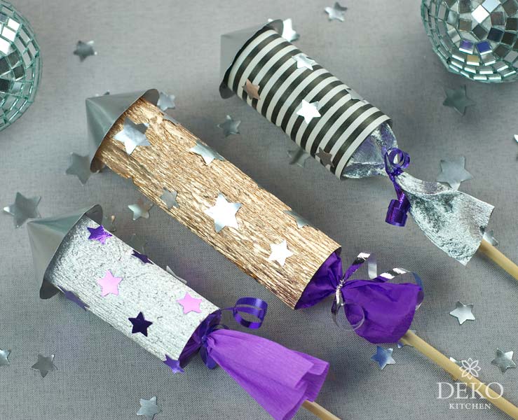DIY: lustige Silvesterdeko mit Raketen aus Papprollen