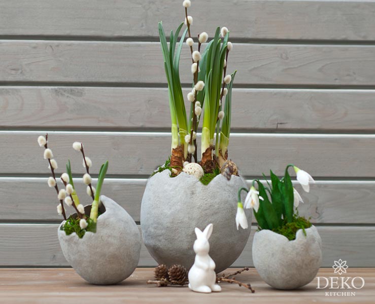 DIY: stylische Ostereier-Vase aus Knetbeton
