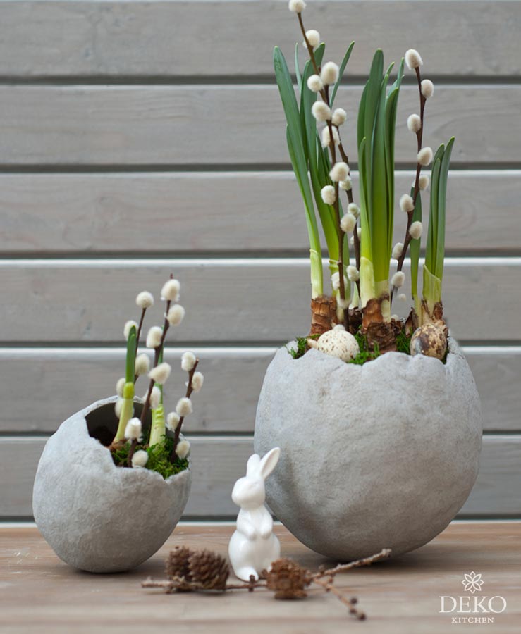 DIY: stylische Ostereier-Vase aus Knetbeton