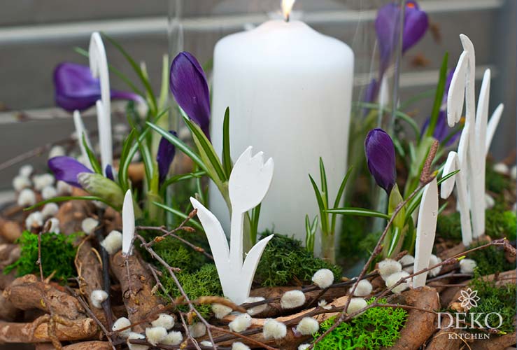 DIY: süßer Osterkranz mit Blumen-Silhouetten aus Modelliermasse