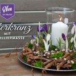 DIY: süßer Osterkranz mit Blumen-Silhouetten aus Modelliermasse