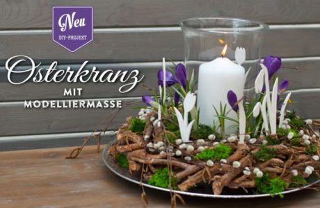 DIY: süßer Osterkranz mit Blumen-Silhouetten aus Modelliermasse