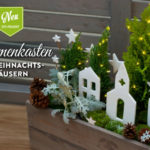 DIY: Weihnachtlicher Blumenkasten mit Häusern aus Ton