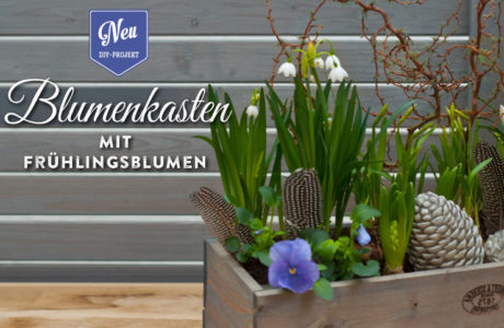 Blumenkasten mit Frühlingsdeko