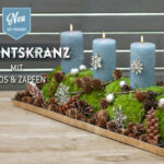 DIY: edler Adventskranz mit Moos, Zapfen und Kristall-Akzenten