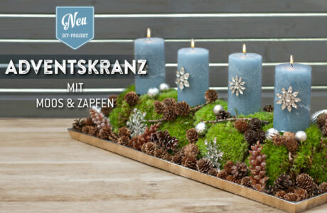 DIY: edler Adventskranz mit Moos, Zapfen und Kristall-Akzenten